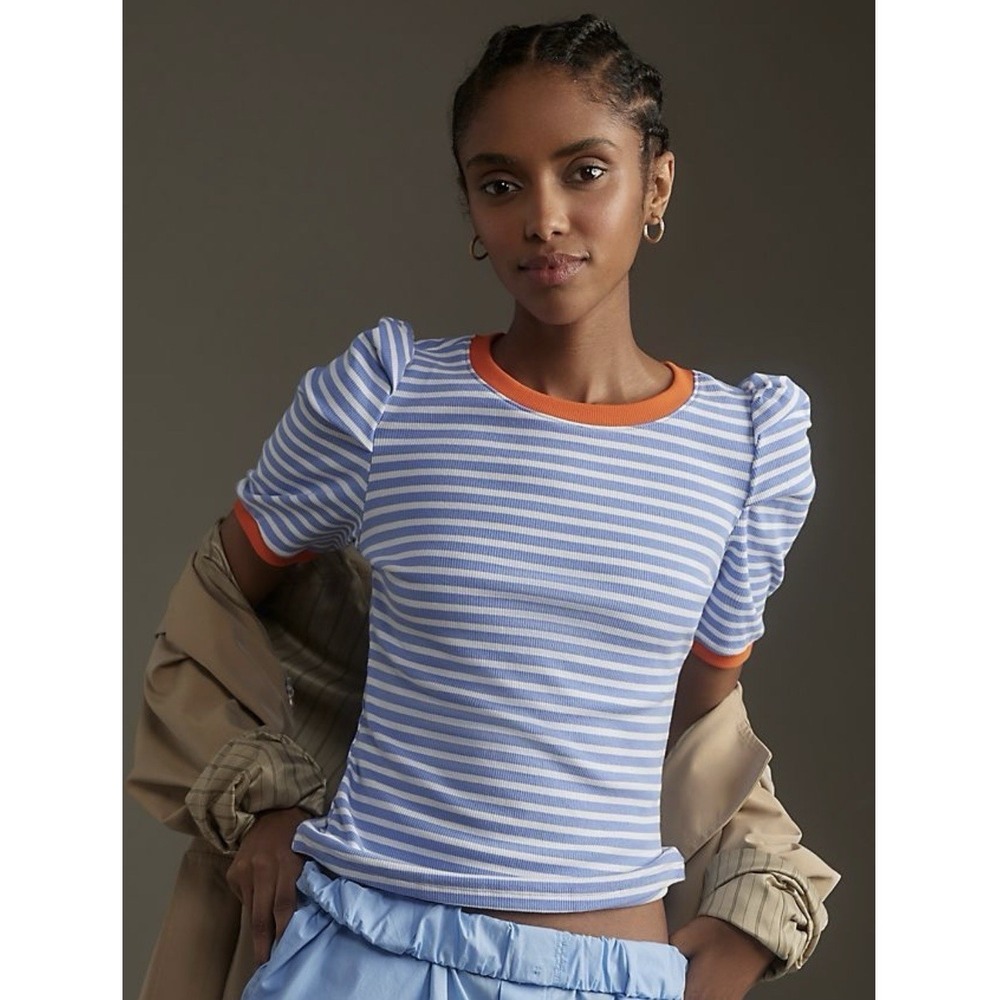 Maeve X Anthropologie Top women's Small Stretch Short Sleeve Basic